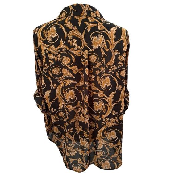 Torrid Madison Georgette Button Front Blouse Black Ornate 1X Plus Size - Picture 3 of 9
